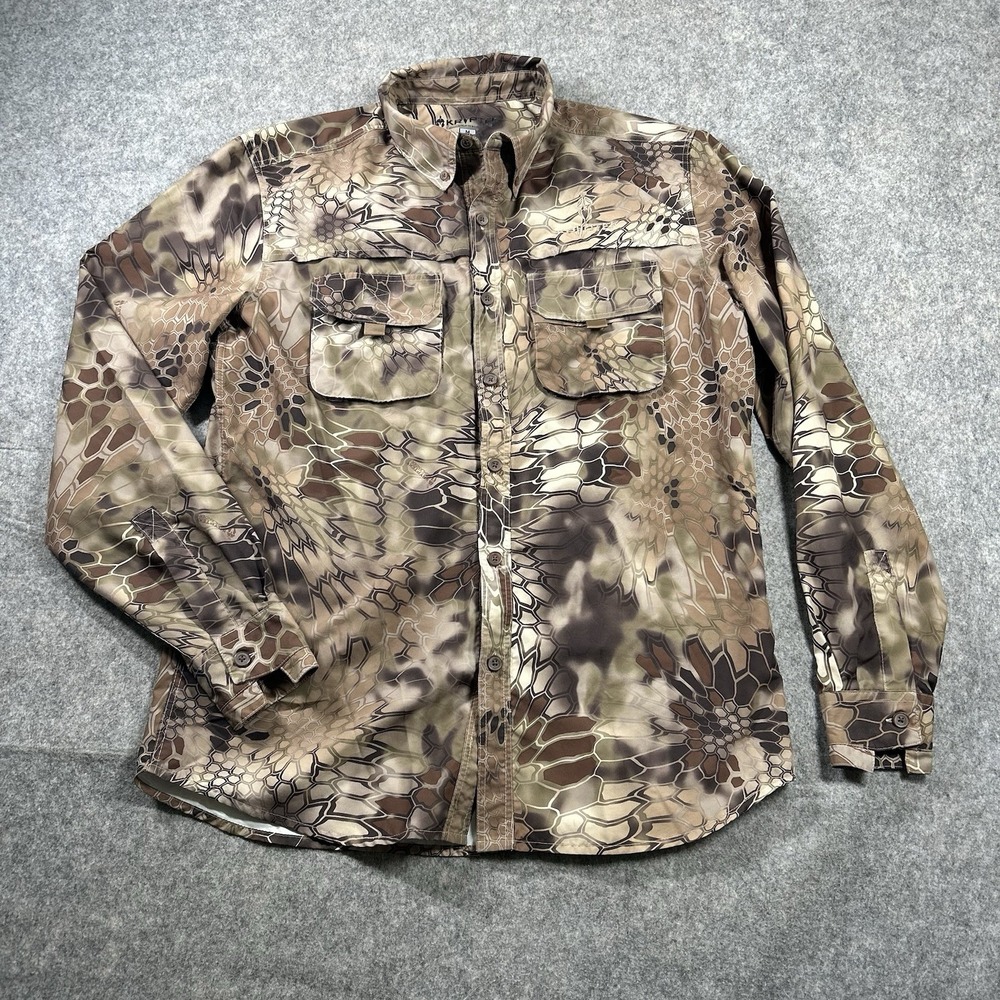 Kryptek Shirt Mens Medium Highlander Camo Long Sleeve Hunting Outdoor Button Up